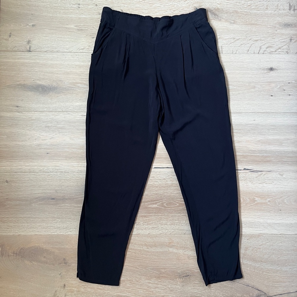 Free People Easy Pleat Pant in Black high rise Lightweight Sz S *I13